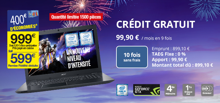 Crédit gratuit ordinateur portable Acer Aspire E5-774G